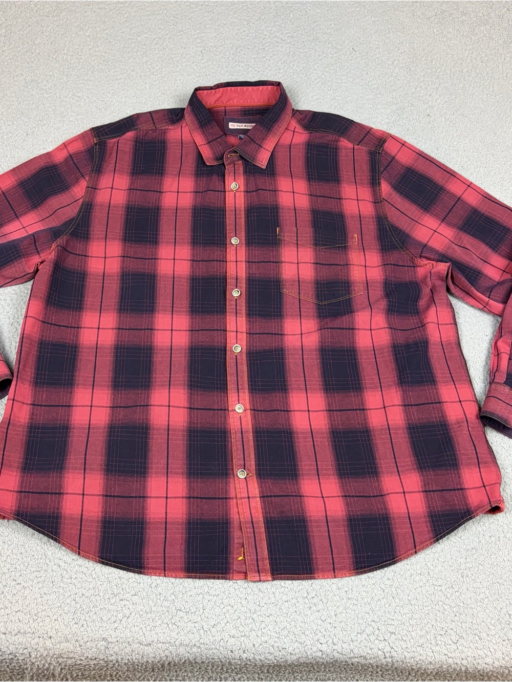 32 Bar Blues Shirt Men's Red & Black Plaid Button-Down Casual